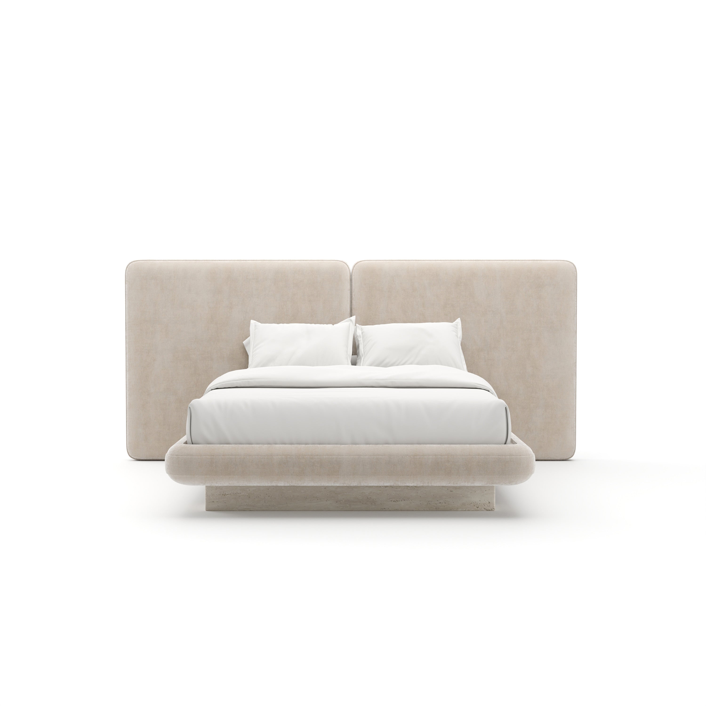 *Overlap Uph 2 Panel Qn Bed Ivory - main image