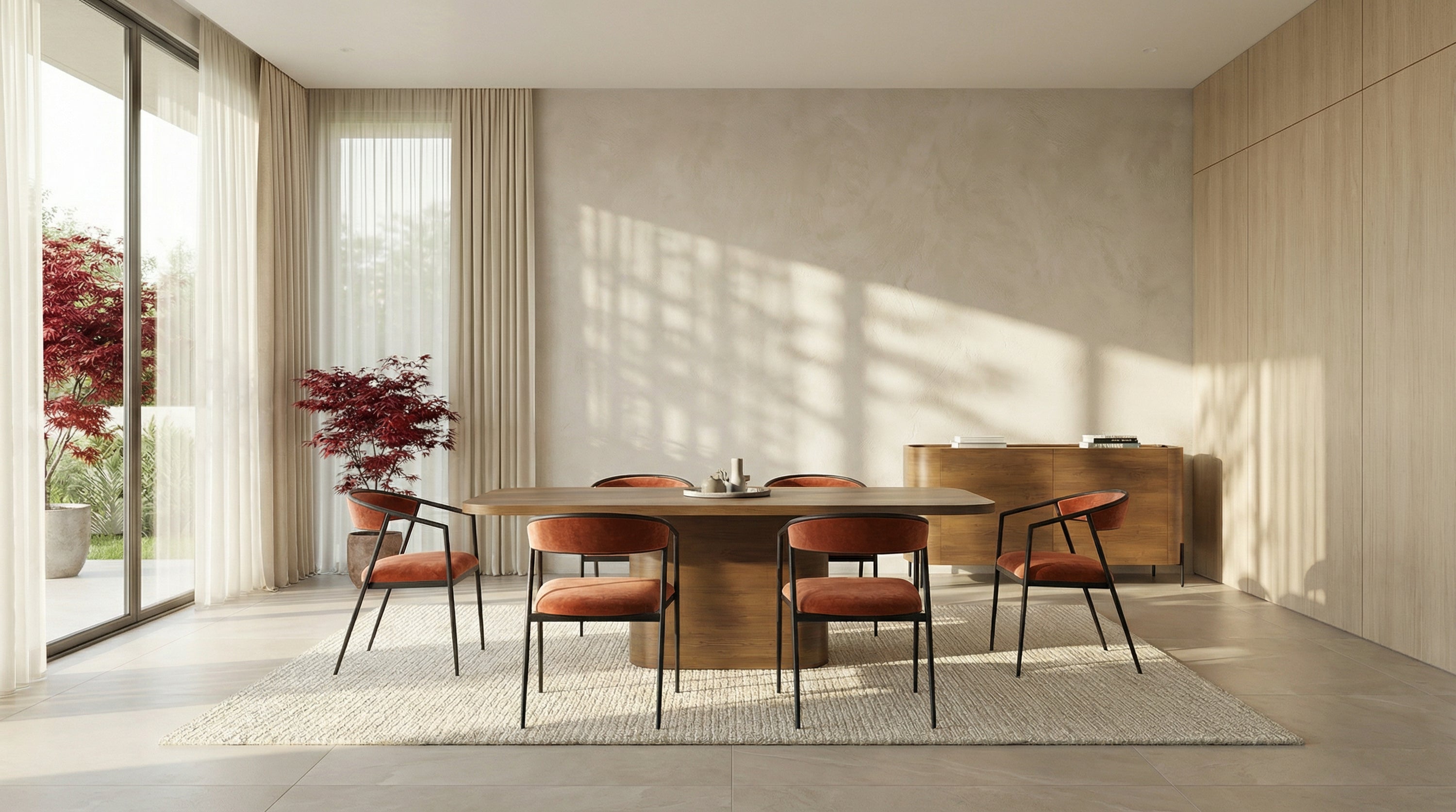 Atom Dining Table - Chocolate Nougat in room - angle 3.0