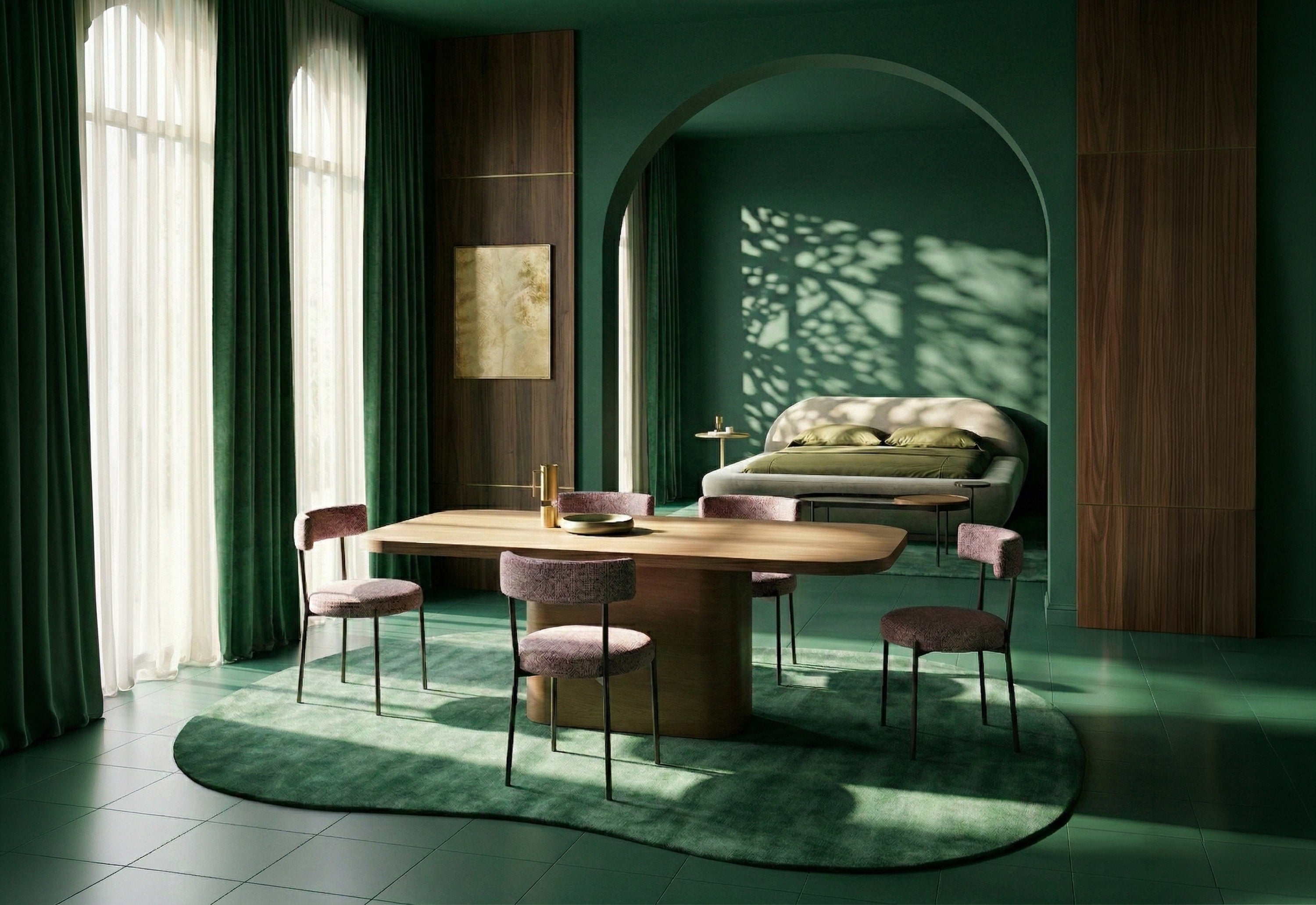 Atom Dining Table - Chocolate Nougat in room - angle 4.0