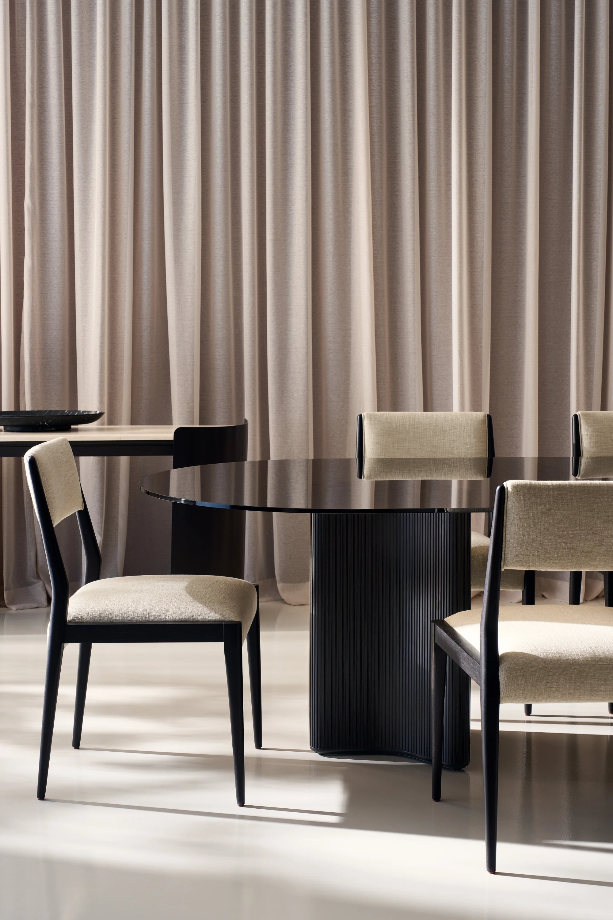 Viola Dining Table Smoked Glass in room - angle 3.0