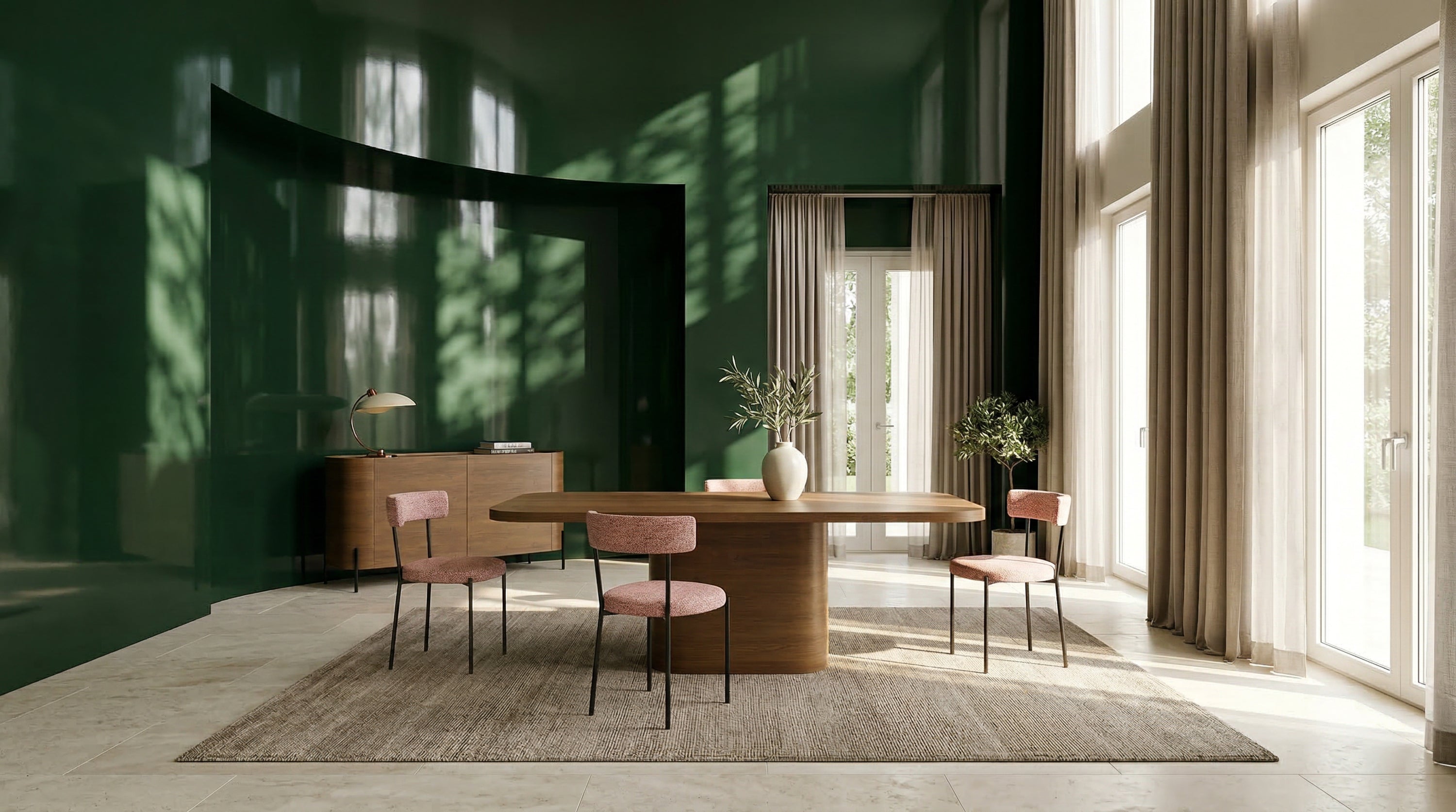 Atom Dining Table - Chocolate Nougat in room - angle 1