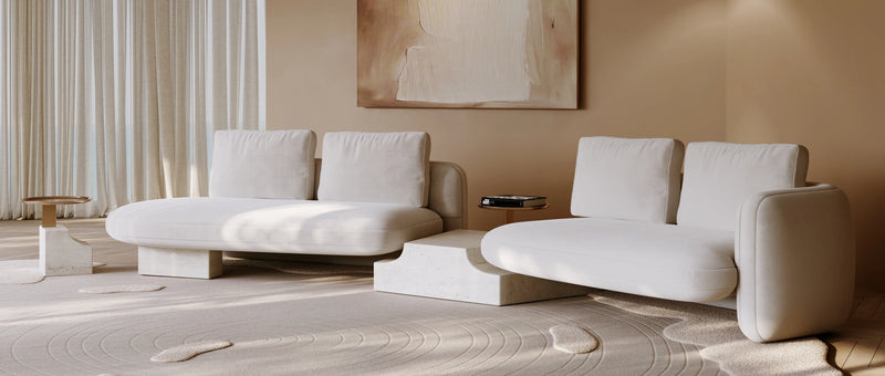 Overlap Left Bumper Sectional Ecru