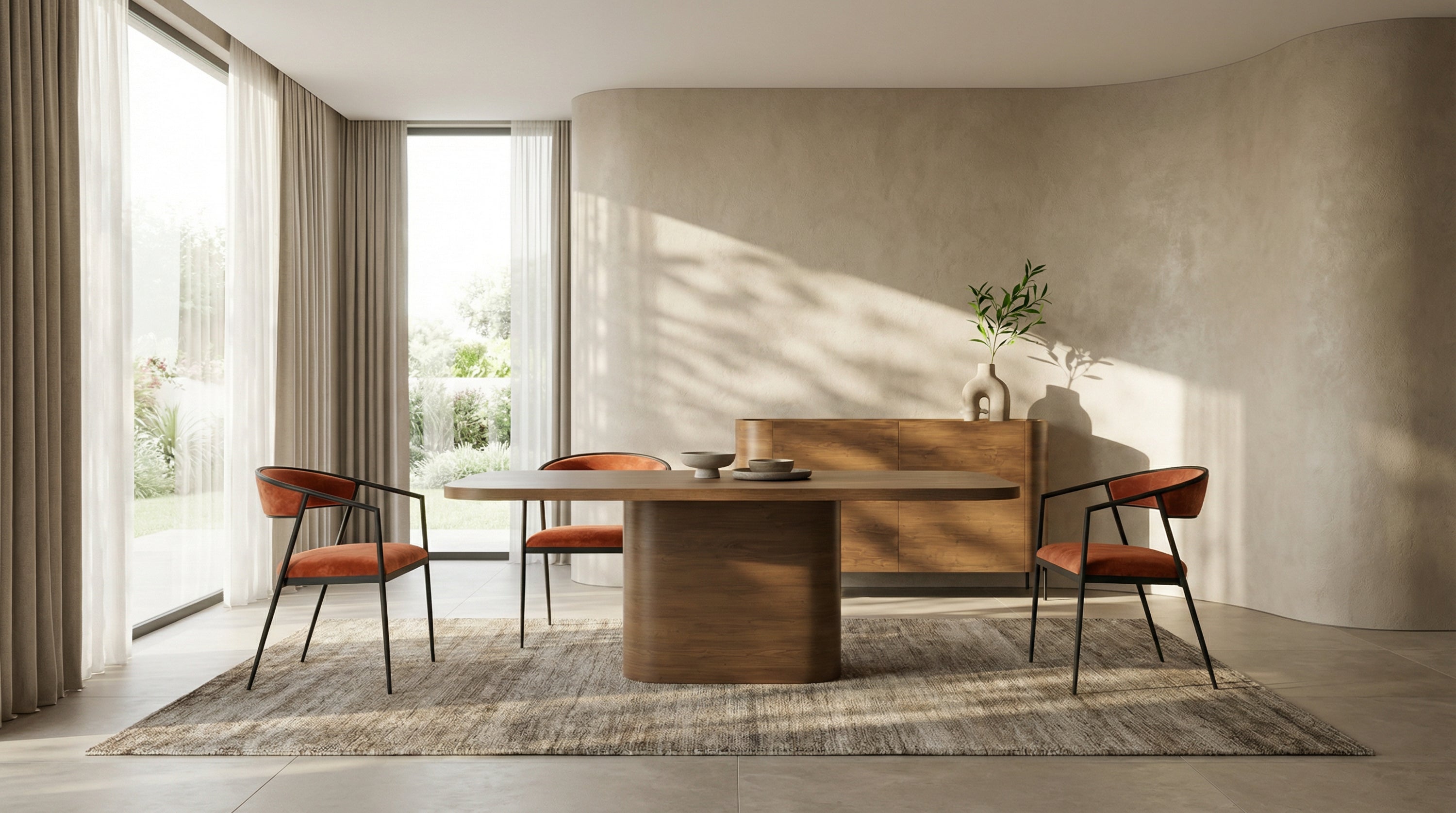 Atom Dining Table - Chocolate Nougat in room - angle 8.0