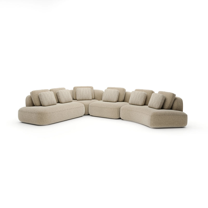 Sasso Large Curved L Sec - Oatmeal