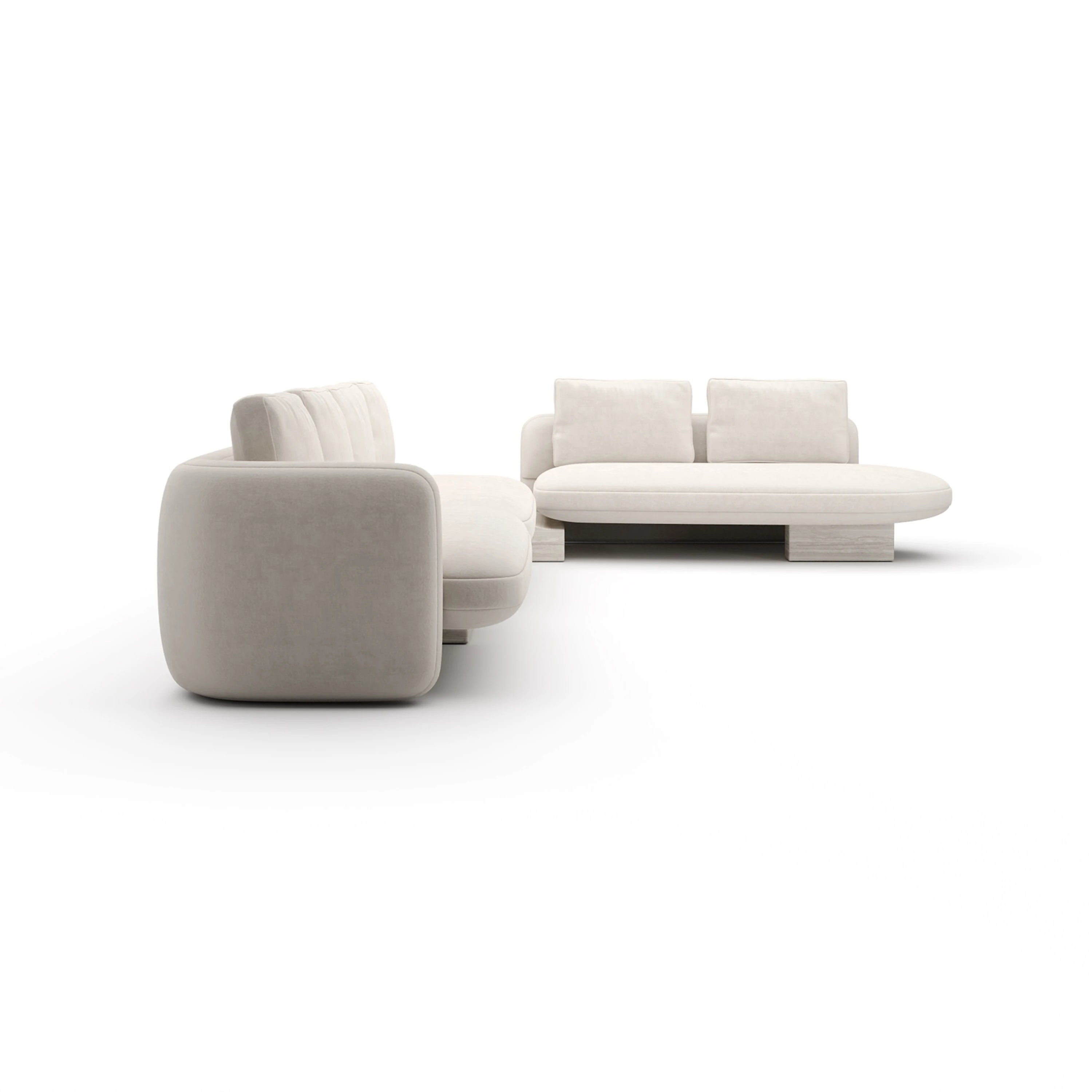 Overlap L Bumper Sectional Ecru - 2nd angle