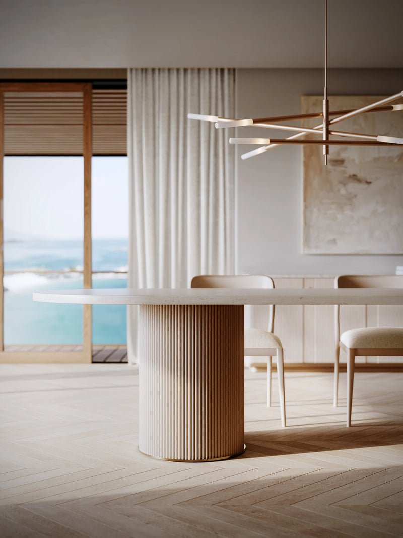 Rhythm  Oval Stone Top Dining Tbl