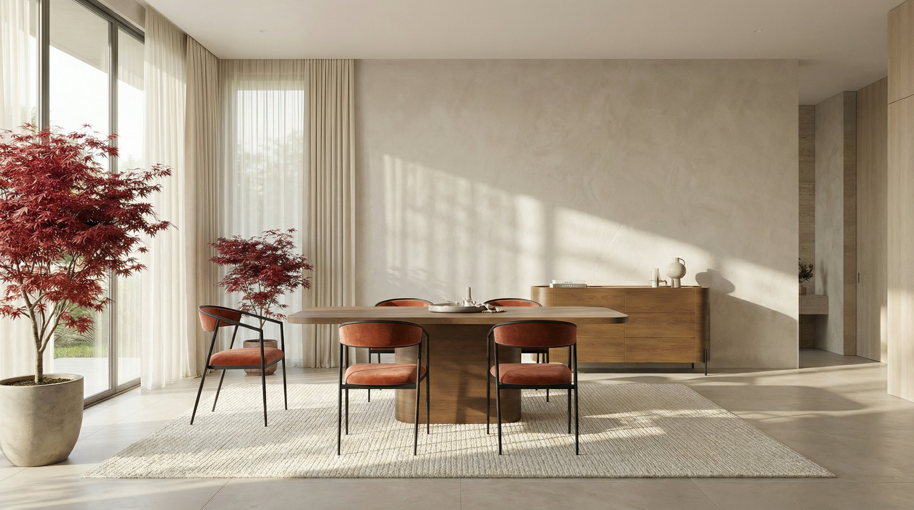 Atom Dining Table - Chocolate Nougat in room - angle 6.0