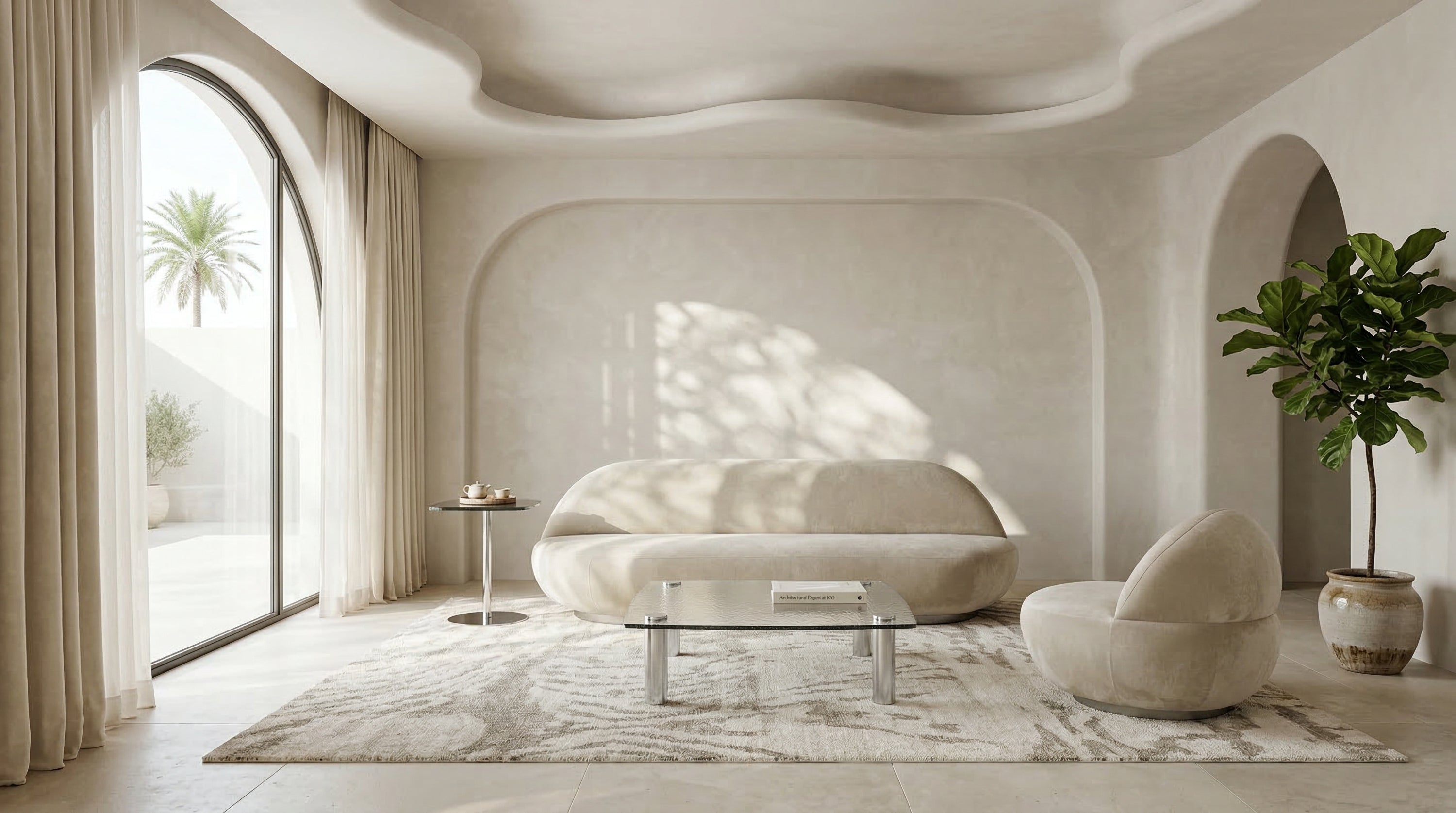 New & Low Sofa - Ivory in room - angle 1