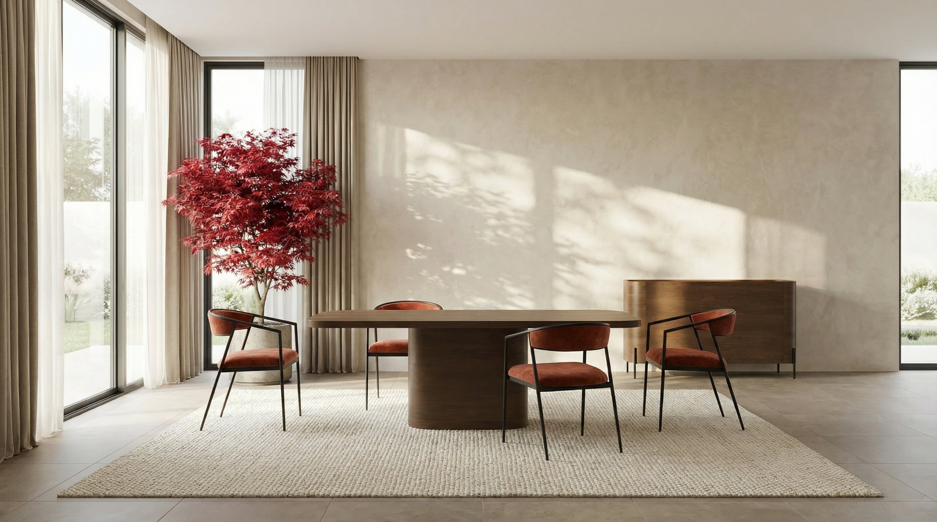 Atom Dining Table - Chocolate Nougat in room - angle 7.0