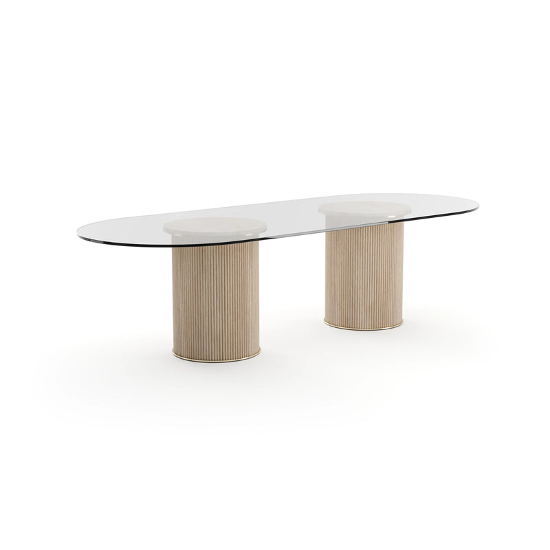 Rhythm Oval Glass Top Dining Table