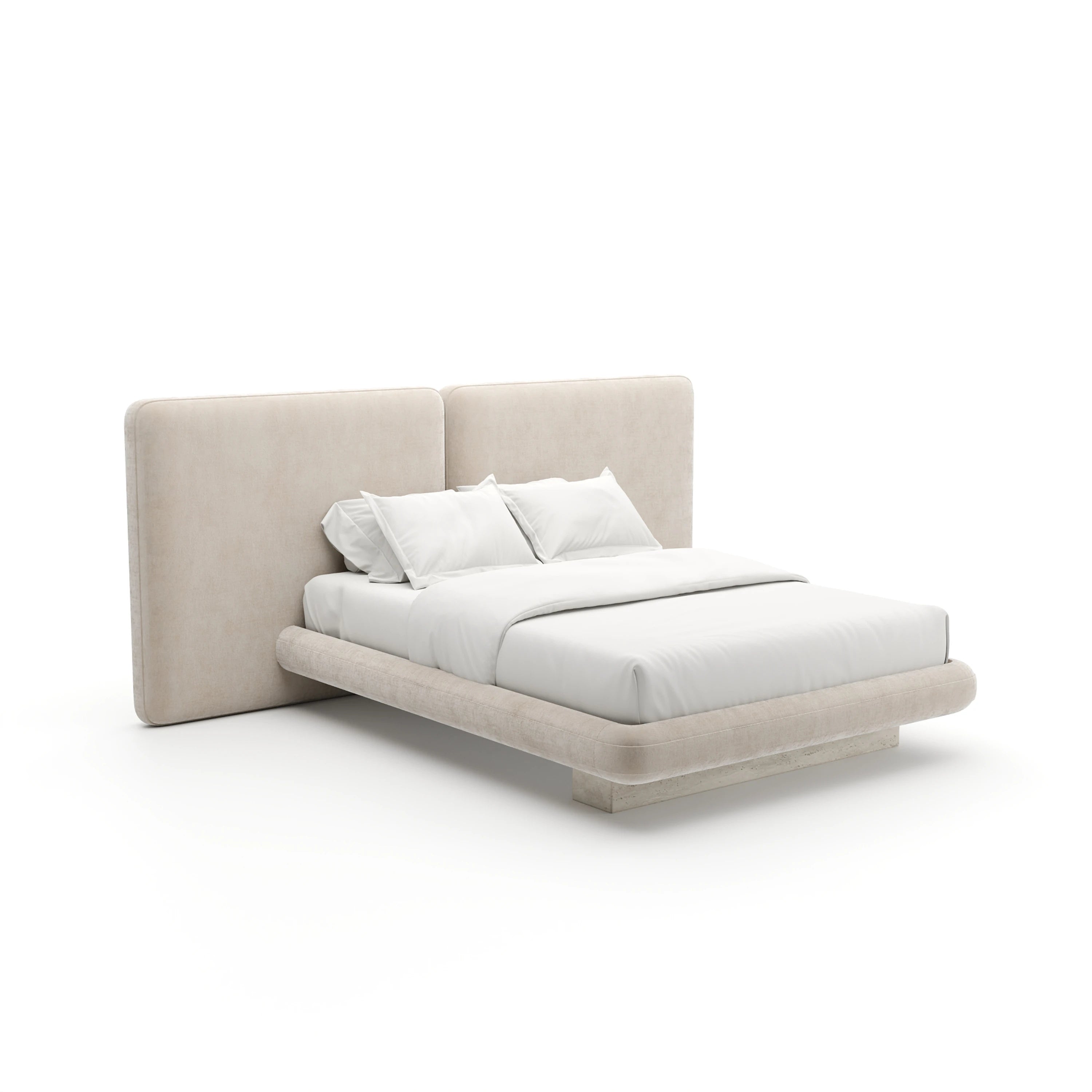 Overlap Uph 2 Panel Qn Bed Ivory - main image
