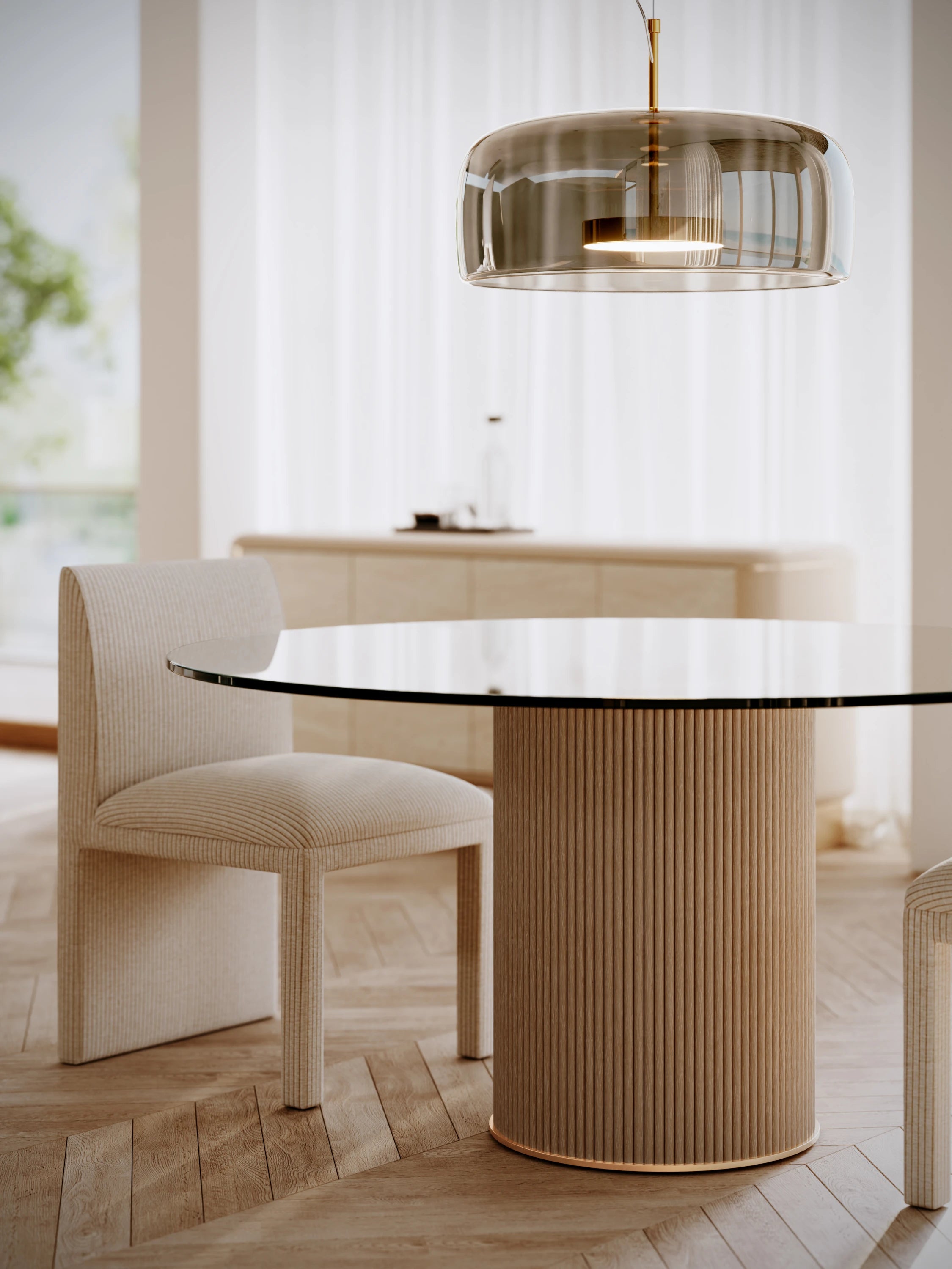 Rhythm Round Glass Top Dining Tbl - detail 2.0