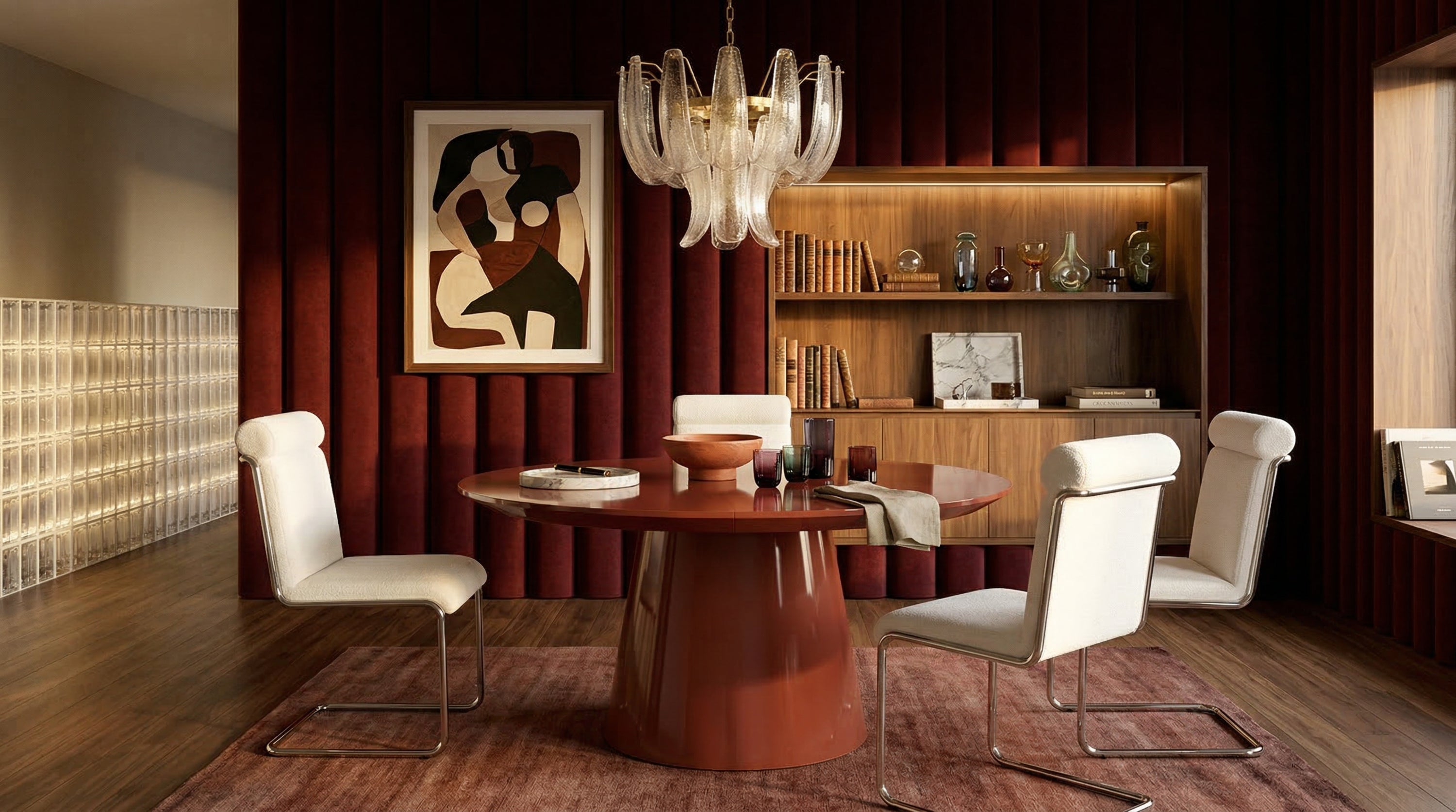 Paragon Dining Table - Rouge in room - angle 4.0