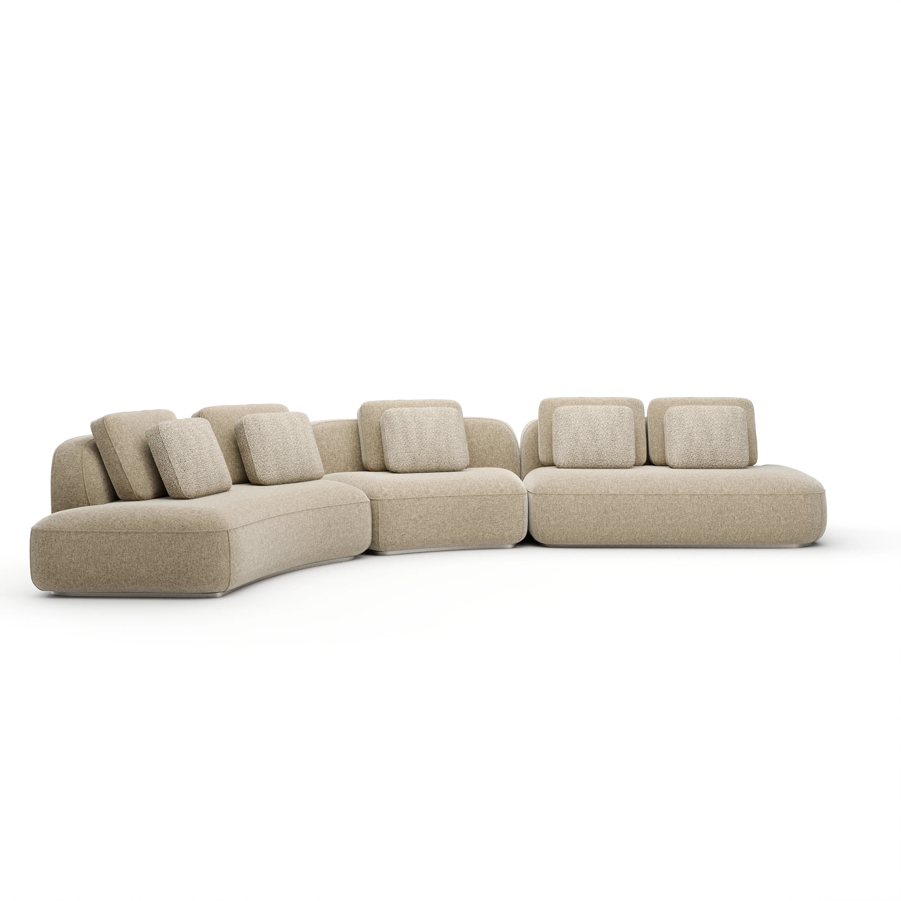 Sasso 3Pc Curved Sofa - Oatmeal - primary image