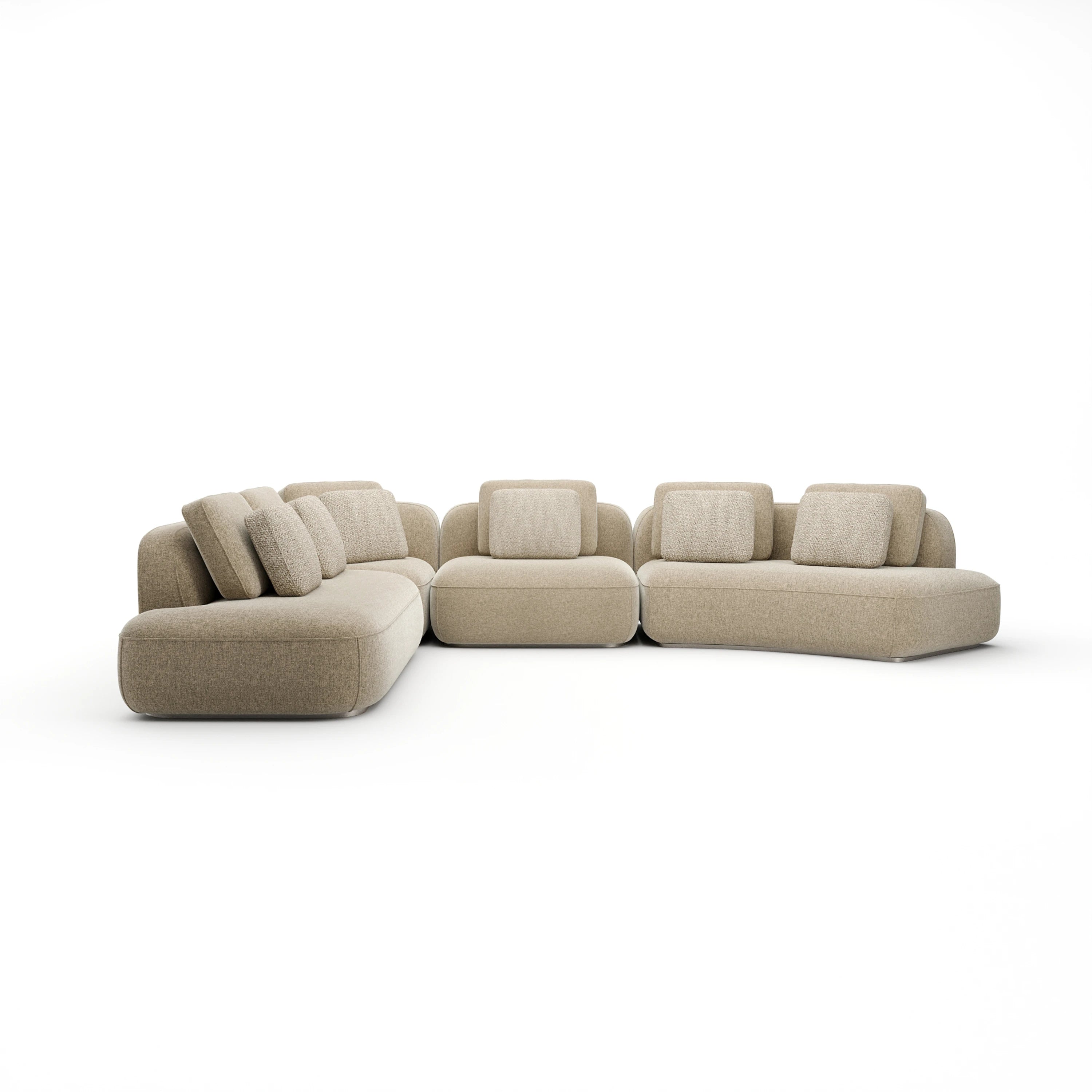 Sasso Large Curved L Sec - Oatmeal - primary image