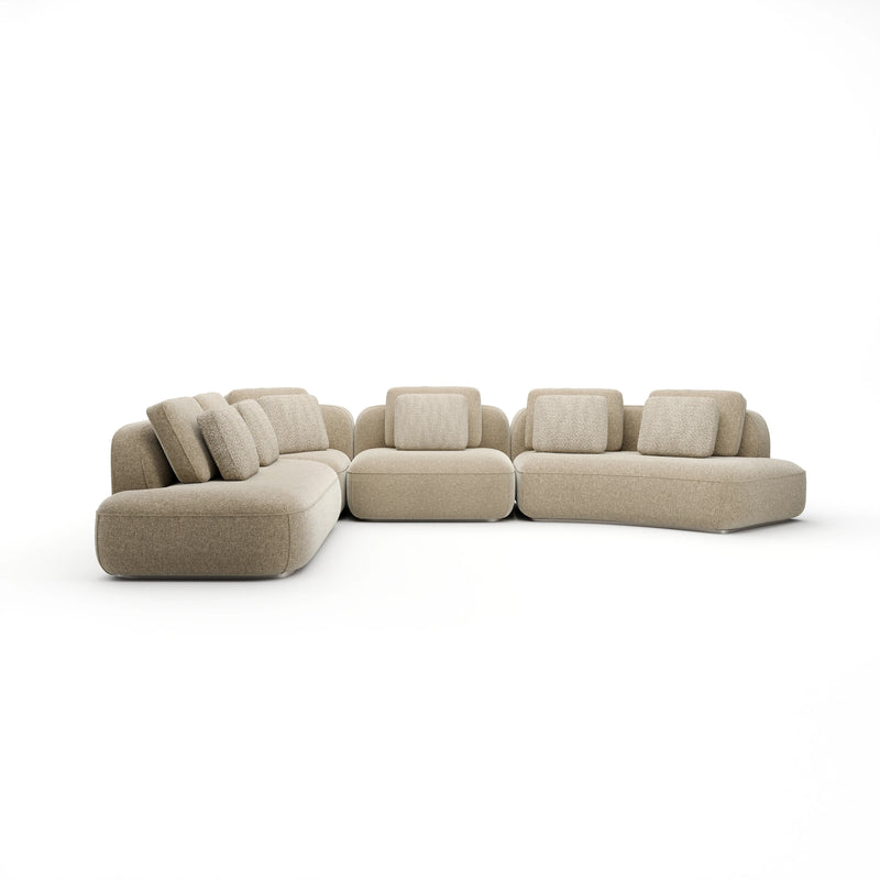 Sasso Large Curved L Sec - Oatmeal