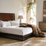 Pinstripe Slatted Bed Dark - Kg in room - angle 1