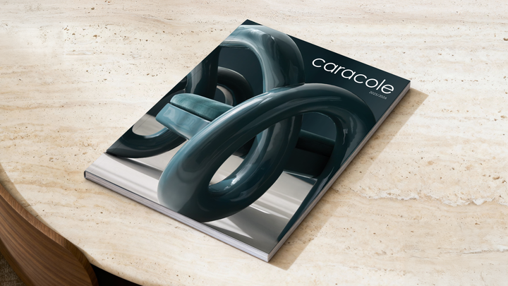 Book titled 'caracole' with a cover design on a wooden surface